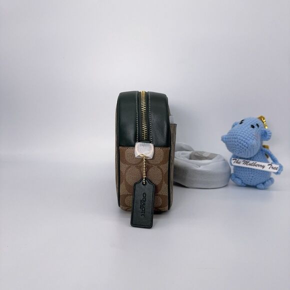 Coach CE599 Jamie Camera Bag In Signature Canvas With Varsity Motif Amazon Green - Picture 3 of 7